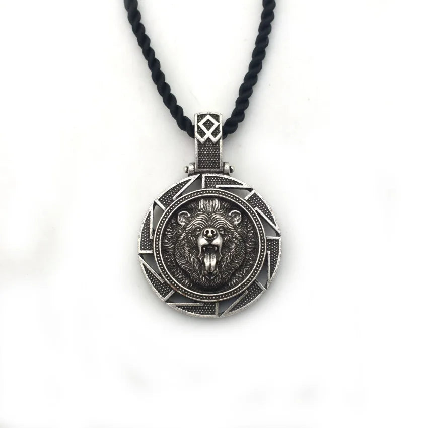 Viking Slavic Veles Bear Pendant Necklace Nordic Amulet Men's Jewelry