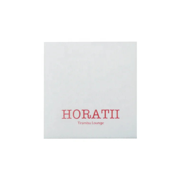 White Cocktail Napkins  Custom Size Printed logo Linen Feel Napkins Airlaid Paper