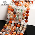 JD 4mm 6mm 8mm 10mm Natural Quartz Beads Loose Gemstone Multi Color Ghost Quartz Round Brilliant Cut Jewelry Making