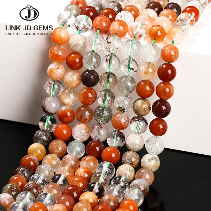 JD 4mm 6mm 8mm 10mm Natural Quartz Beads Loose Gemstone Multi Color Ghost Quartz Round Brilliant Cut Jewelry Making