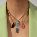 Waterproof Bohemian Summer Cute Natural Stone Fish Stainless Steel Beach Necklace Fashion Jewelry for Women