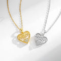 Dainty 925 Sterling Silver Mother's Day Necklace 18k Gold Crystal Diamond Love Heart Mom Necklace 925 Silver