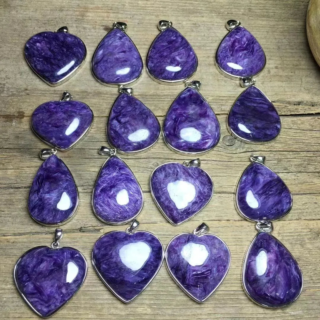 Charoite Pendant Natural Crystal S925 Charoite Pendant for Decoration