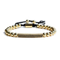 6mm Natural Copper Beads Cubic Zirconia Gold Long Strip Bead Bracelets Women Men's Bangle Charms Jewelry