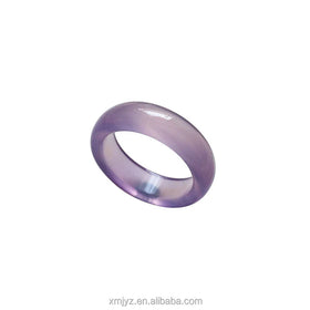 Certified Wholesale Purple Ice Agate Chalcedony Ring Jewelry Index Finger Jade Ring Violet Female Jade Ring