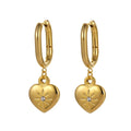 Go Party Delicate Stainless Steel Cubic Zirconia Ear Rings Star Ear Buckle Love Heart Pendant Hoop Earrings for Women