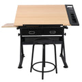 Modern Convertible Tiltable Tabletop Stool Storage Drawer Extendable Foldable Adjustable Height Work Station Reading Writing Art