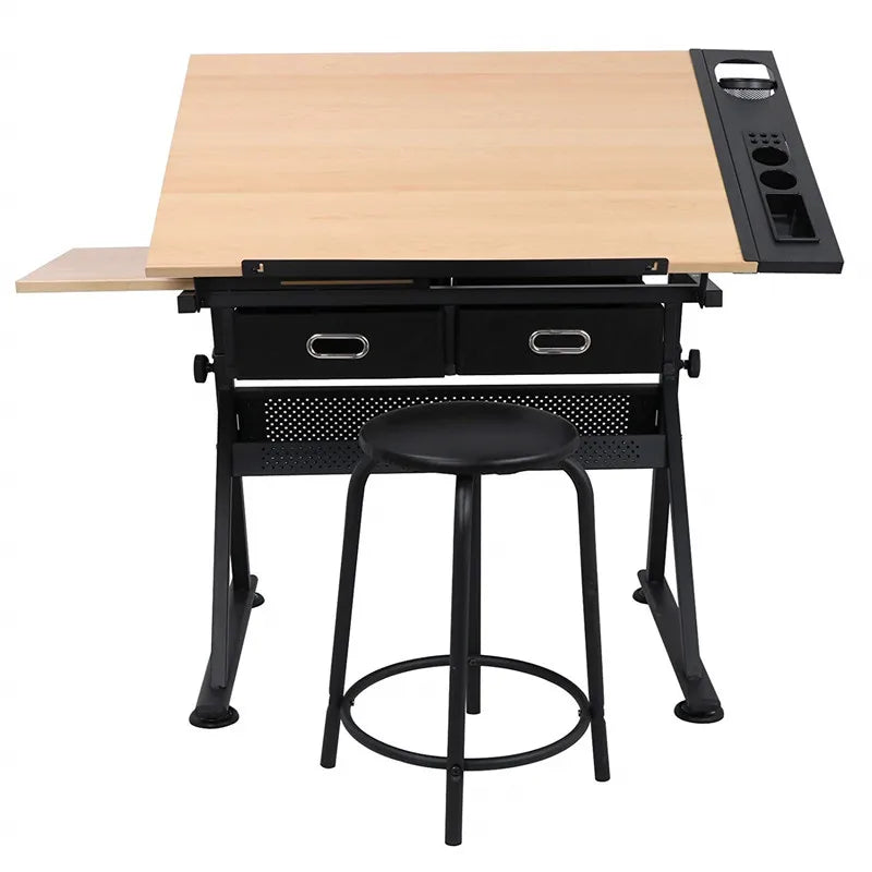 Modern Convertible Tiltable Tabletop Stool Storage Drawer Extendable Foldable Adjustable Height Work Station Reading Writing Art