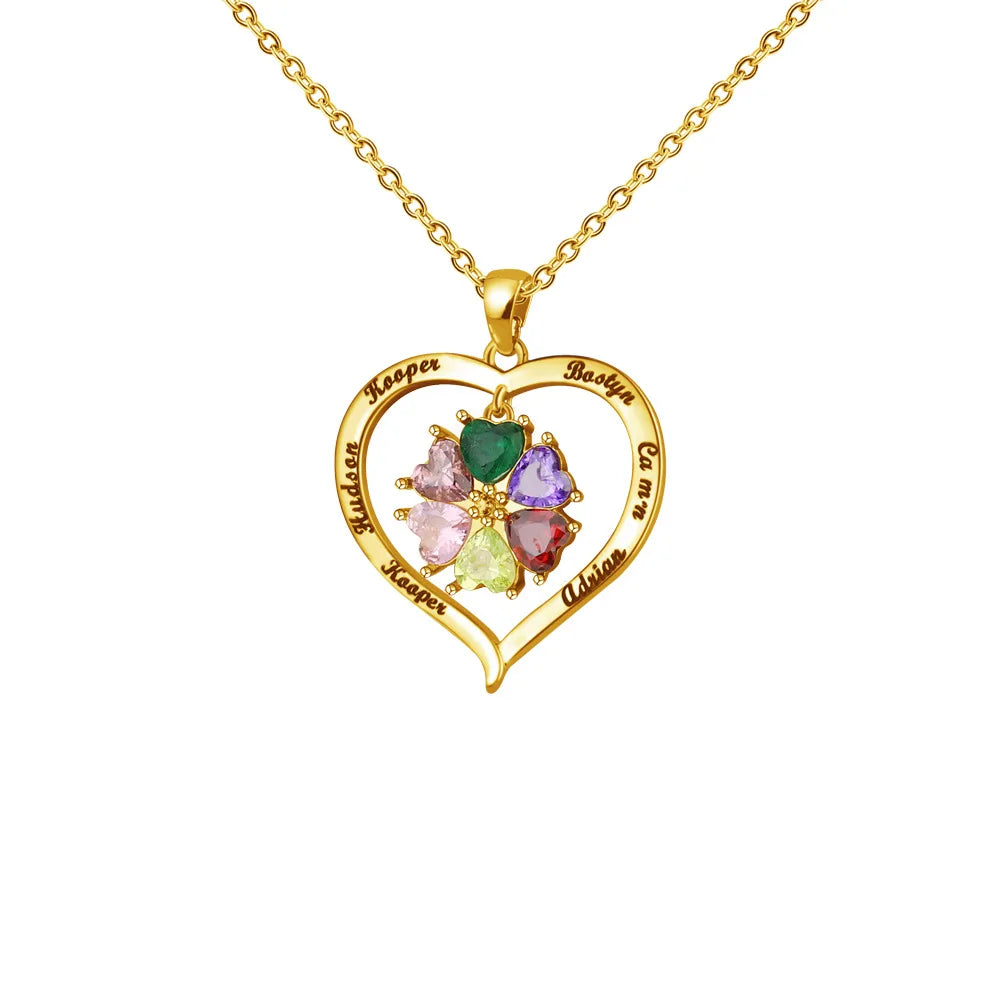 Micro Insert Zircon Pendant Clavicle Chain with 12 Color Heart Crystal New Unique Design Gold Plated Brass Jewelry Trendy Style