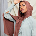 YW125# Plain Color Long Shawl Scarves Jersey Hijab Muslim Soft Headscarf Women Black Turban Tie Headband HeadWrap Foulard