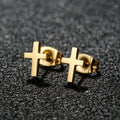 Dainty Female Gift 18K Gold Silver Rose Plated Stainless Steel Small Cross Stud Earrings Jewelry for Women