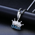Dropshipping Glow in the Dark 925 Sterling Silver VVS Moissanite Diamond Iced Out Letter Queen Crown Pendant for Men Women
