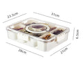 BPA-free Plastic Divided Serving Tray with Lid and Handle Portable Food Storage Organizer for Fruit Vegetable Nuts Spices
