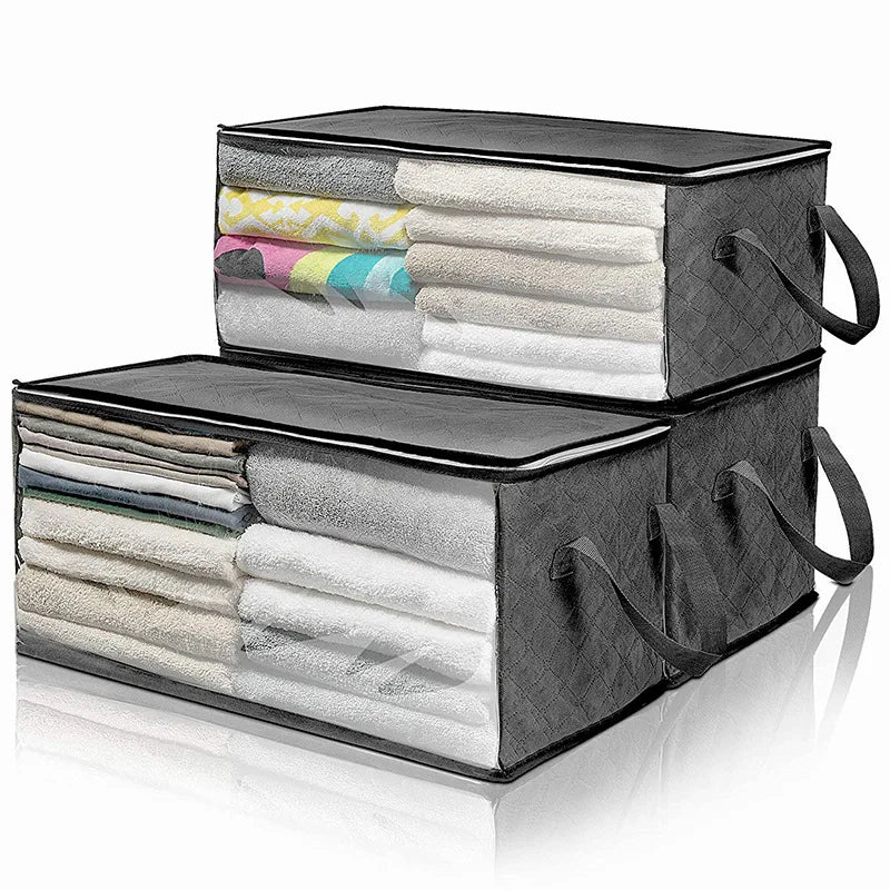 Storage Bag Cotton Quilt Foldable Storage Bag Wardrobe Clothing Container Non-Woven Dust Proof Moisture-Proof Box