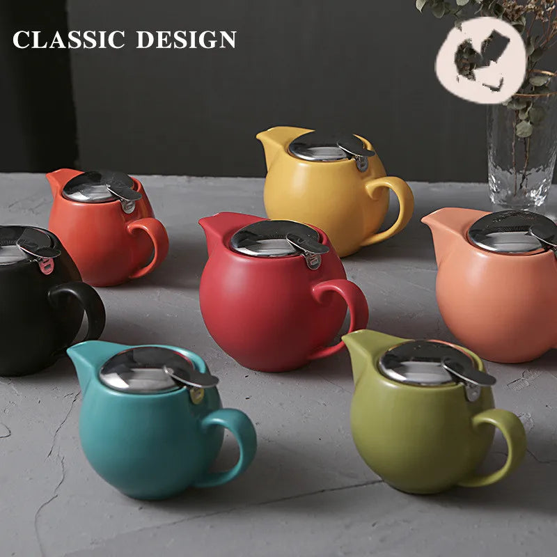 12oz 350ml 500ml  Heat Resistant Ceramic Tea Pot Kettle with Stainless Steel Infuser for Coffee and Loose Leaf Blooming Tea