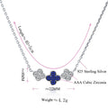 Valentines Gift Women Jewelry Lucky Four Leaf Clover Zircon Stone Necklaces Beautiful 925 Sterling Silver Pendant Necklace