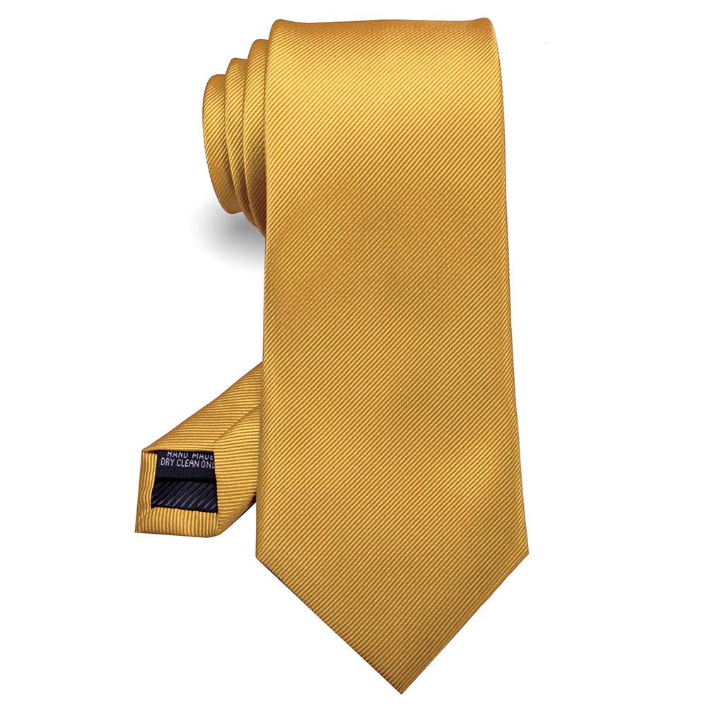 Gold Solid Men Silk Necktie Fashion Men's Solid Color Tie 26 Colors Men Gifts