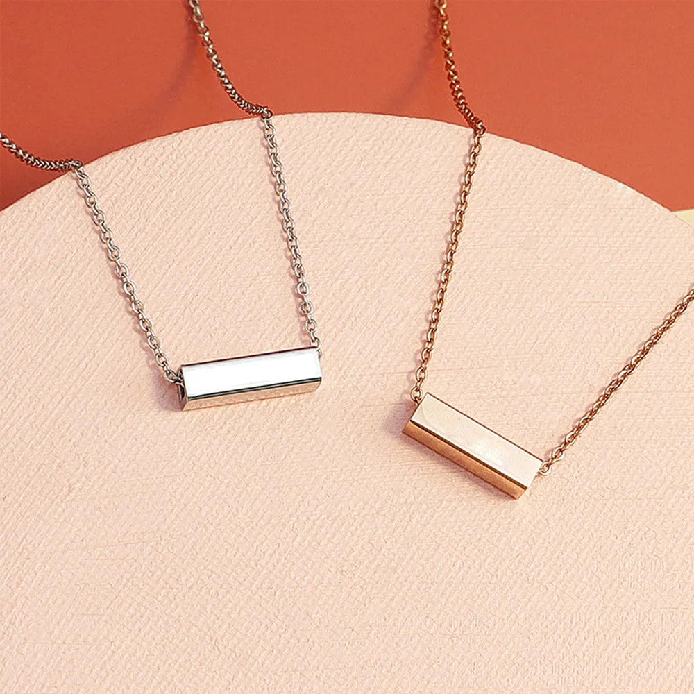 Horizonnal Design Stainless Steel Rectangle Bar Necklace Stick Blank Bar Pendant Choker Necklace