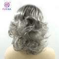 Tangle Free Synthetic Lace Wig Wholesale Short Mixed Grey Fashion Luxury Cheap Synthetic Wigs for Women