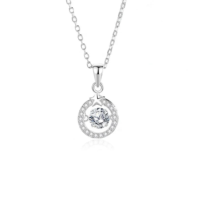 2024 Summer New Arrival 925 Sterling Silver EF VVS Hollow Out Moissanite Star Shape Pendant Necklace for Women