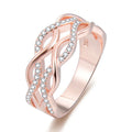 925 Sterling Silver Rose Gold Plated Infinity Heart Eternity Band Cubic Zirconia Wedding Engagement Party Anniversary Ring