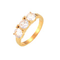 Simple Personality Cold Atmosphere Quality Elegant Jewelry Three Zircon Inset Design Sense Titanium Steel Gold-plated Ring