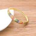 QIKU Luxury Colorful Bangle Copper Zircon Bracelet Women Charm Party Wedding Engagement Birthday Jewelry Accessories Trendy Gift