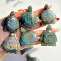 Wholesale Natural Stone Labradorite Turtle Crystal Carvings Engraved Animal Model for Interior Decoration