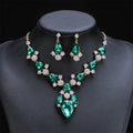 Wholesale New Multicolor Water Drop Crystal Pendant Necklace Diamond Dangle Earrings Women Jewelry Set