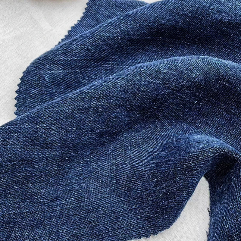 21002 Factory Supply Woven 100% Hemp Twill Eco-Friendly Denim Fabric for Jeans Shoes Jackets