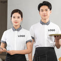 Wholesale Custom LOGO Work Shirt Restaurant Bar Server Uniform Bartender Waiter Waitress Shirt Work Wear Men Women Manufacturer