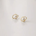 Korean Fashion Gold Plated Pure 925 Sterling Silver Cute Clouds Shaped Pearl Stud Earrings for Women Girls