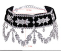 New Design Fashion Woman Choker Black Punk Short Chain White Rhinestone Necklace Jewelry for Party