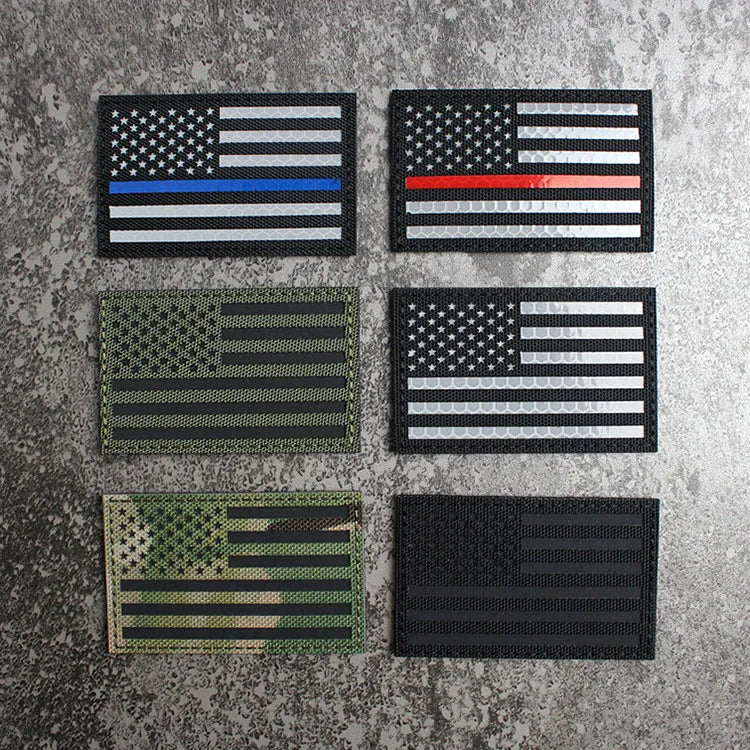 3D Multicam US IR Infrared Reversed Patch American Flag  Nylon Reflective Hook Loop Emblem Tactical Patches for Clothing
