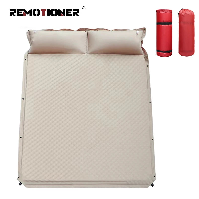 Outdoor Foam Self Inflating Sleeping Pad Double Sleeping Mat 2 Person Camping Mattress with Pillow