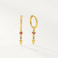 Nagosa Nickel Free 925 Sterling Silver 18k Gold Vermeil Cubic Zirconia Rivets Spike Dangle Hoop Earrings