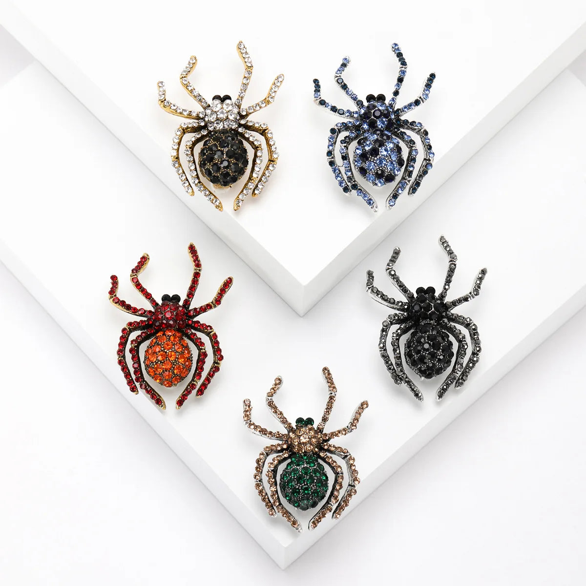 Vintage Rhinestone Spider Brooches for Women Unisex Shining Insects Brooch Pins Sweater Corsage Gifts (KBL108)