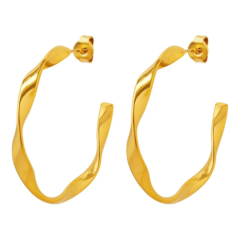 Fashion Twisted Wire Earrings Irregular C-shaped Stainless Steel Earrings