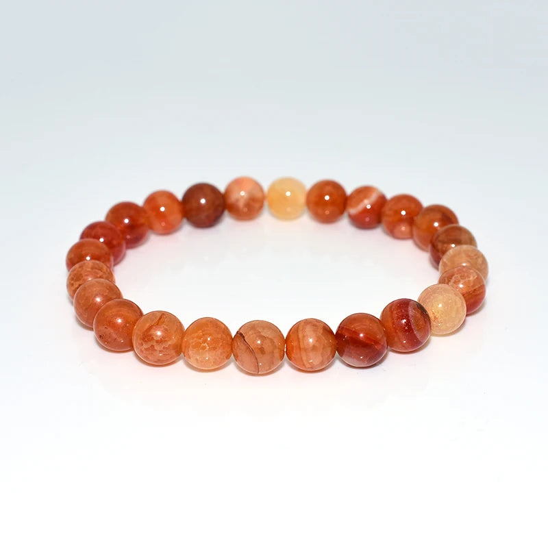 Wholesale 6/8/10mm Natural Orange Fire Dragon Veins Agate Bracelet for Women Men