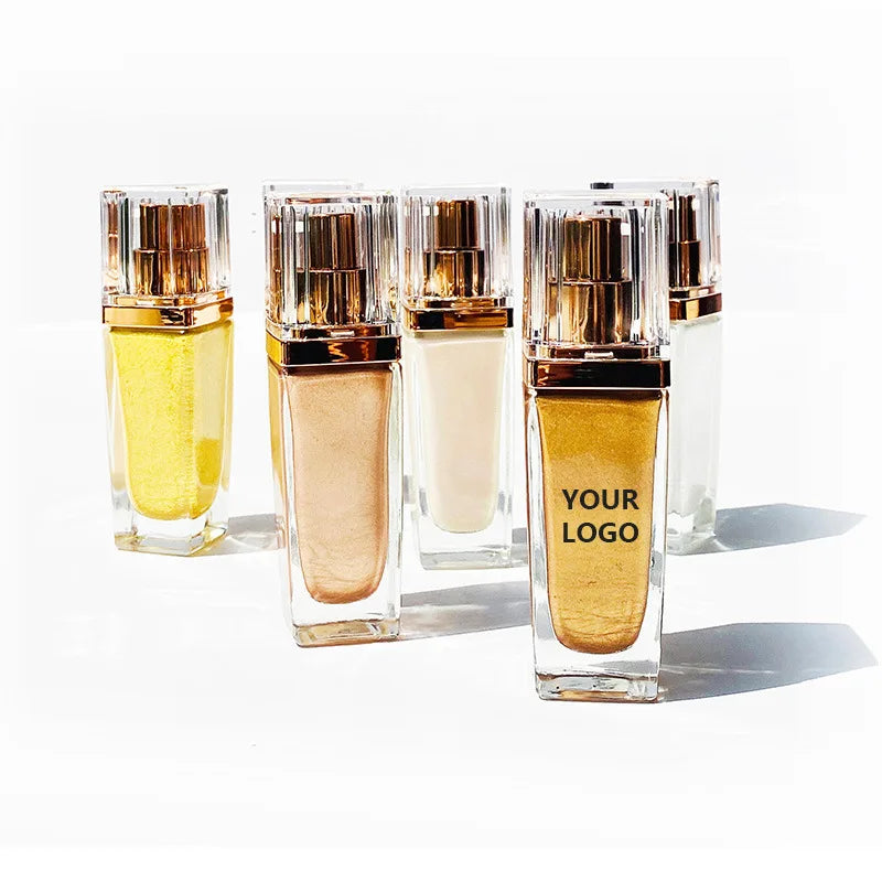 Private Label Body Shimmer Oil Cosmetics Cream Bronzer Glitter Face Makeup Mineral Liquid Highlighter Spray