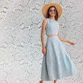 Elegant Embroidered Sleeveless A-Line Midi Dress for Spring Summer Festival Graduation