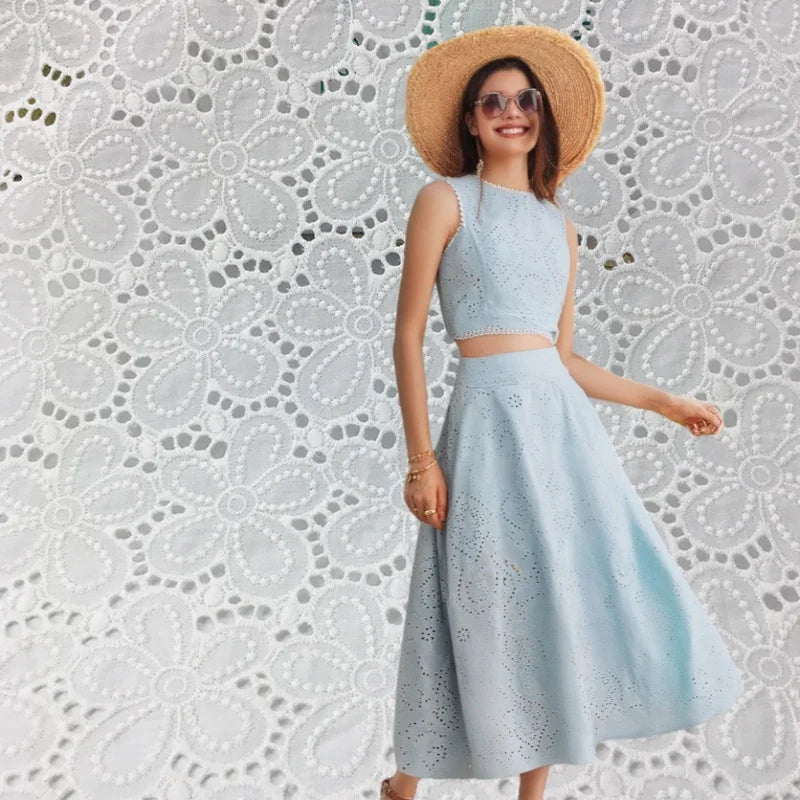 Elegant Embroidered Sleeveless A-Line Midi Dress for Spring Summer Festival Graduation