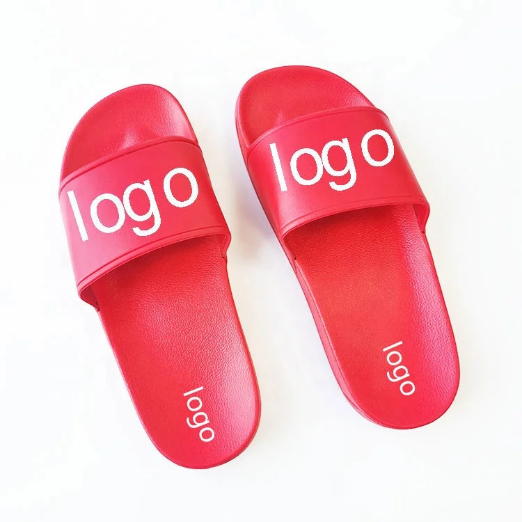 French Hot Sale Men Soft Waterproof Slides With Logo Flat PVC Sandals for Kids Red PU Custom Slide Slippers for Men