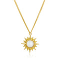 Joacii 925 Sterling Silver 18K Gold Plated Gemstone Light  Radiancy Natural White Shell Sun Rays Necklace
