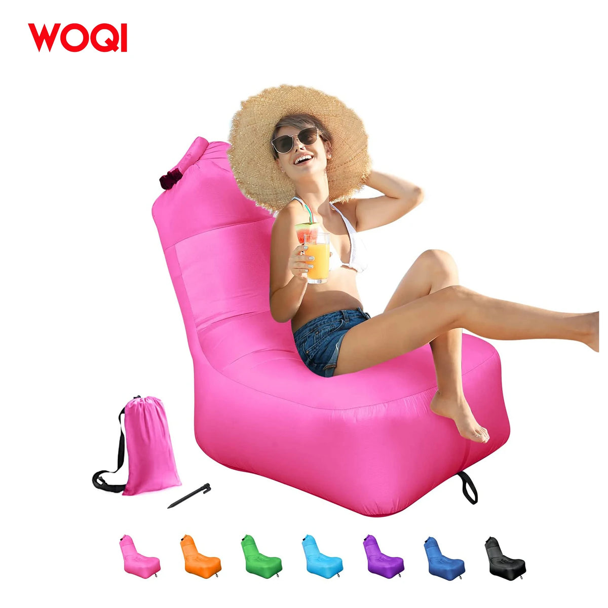 WOQI Wholesale WaterProof Portable Outdoor air Sofa Chair with Camping Compression Sacks