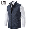 Liu Ming New Product 2025 Autumn Fashion Vest Stand Collar Sleeveless Knitted Zipper Cardigan Sweater Waistcoat for Men