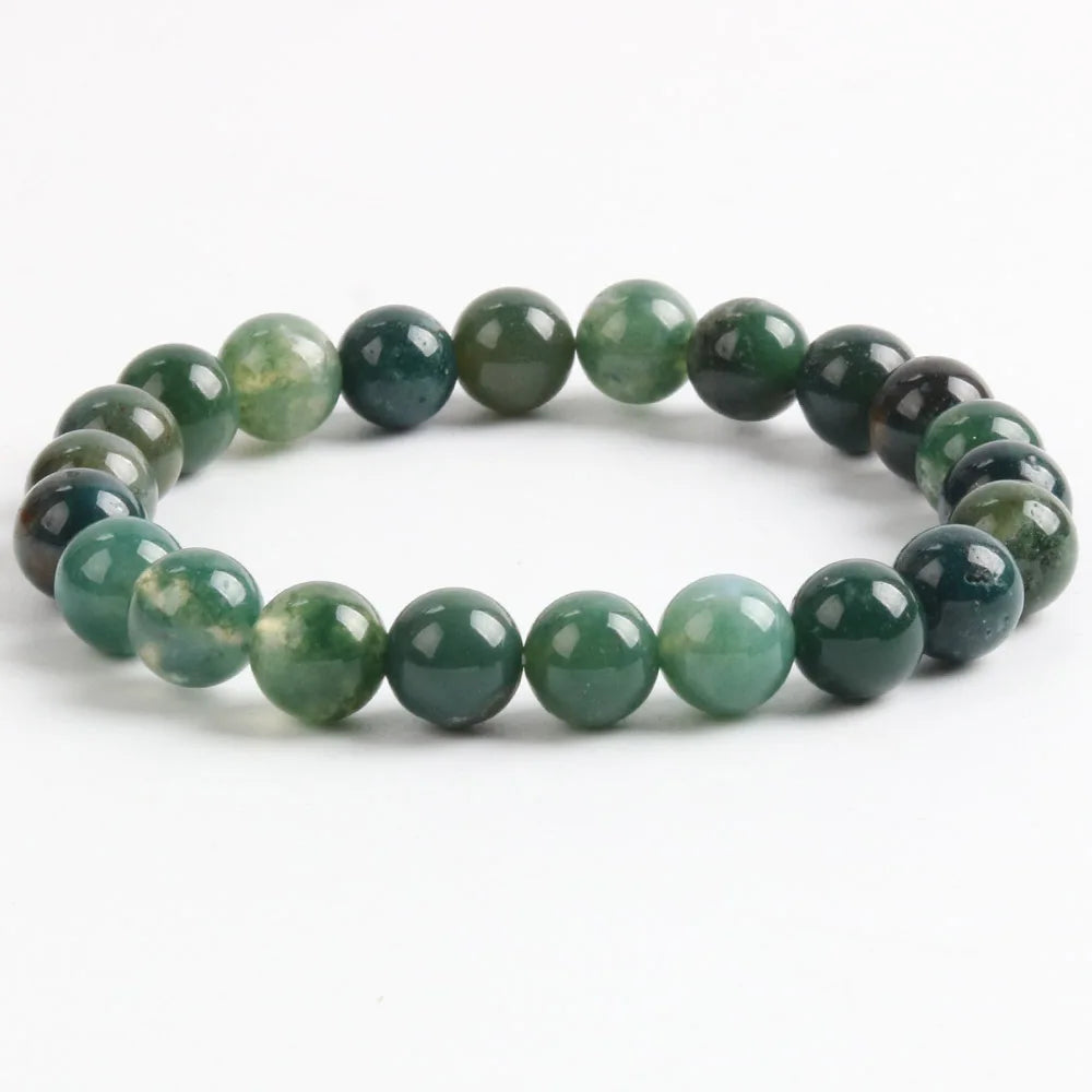 Fashion Jewelry Bracelets for Men and Women  Green Natural Stone Gemstone Beaded Gift High Quality
