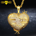 Bling Gold Plated Brass AAAAA CZ Diamond Men's Heart Pendant Charm Diamond Iced Out Gold Hip Hop Jewelry Pendant