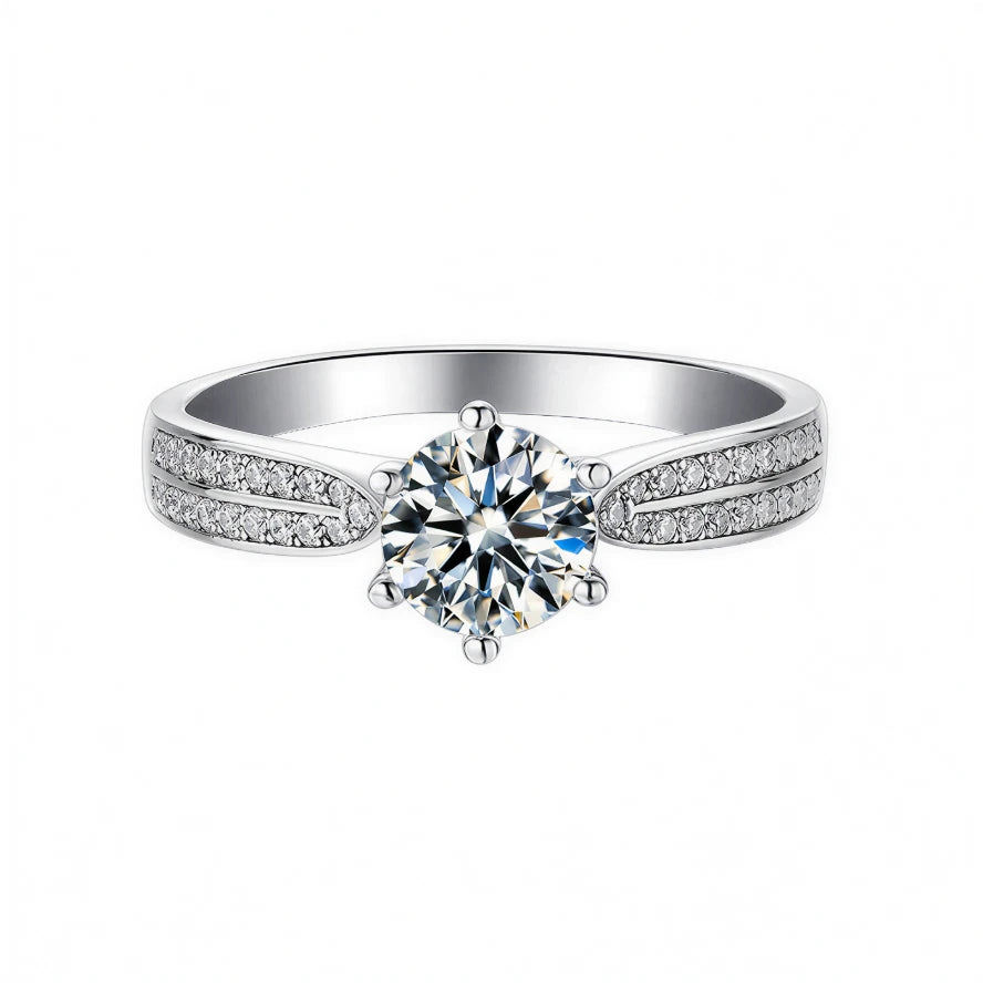 Elegant 925 Sterling Silver 1ct Moissanite Engagement Ring Rhodium Plated  Moissanite Promise Ring for Women