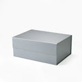 Wholesale Cardboard Silver Colored Folding Flat Rigid Gift Wrapping Hamper Box with Magnetic Lid